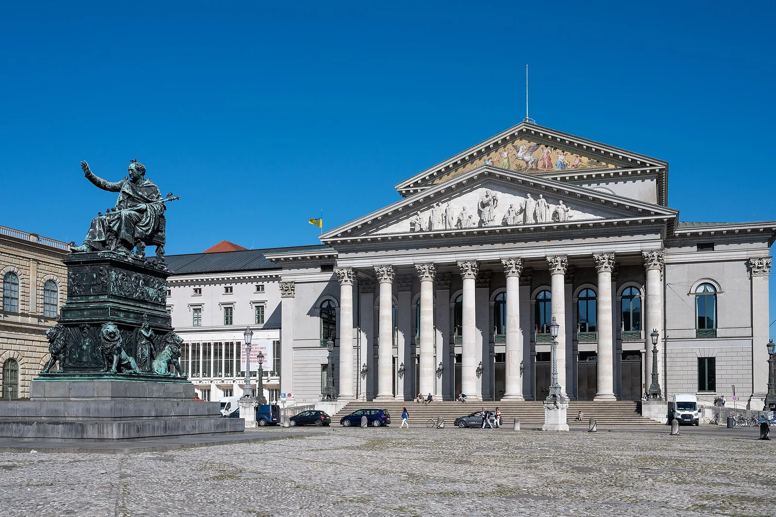The columned portico of the Nationaltheater, home of the Bavarian State Opera, Munich